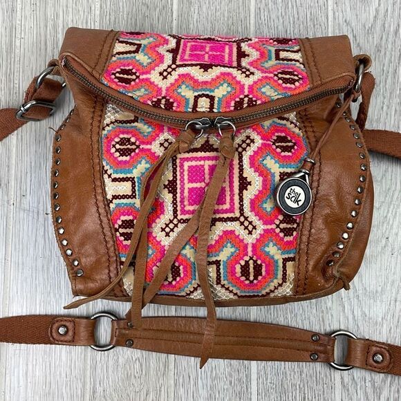 The Sak Women's Embroidered Equestrian Aztec Pattern Metal-Stud Crossbody Bag - Picture 3 of 13